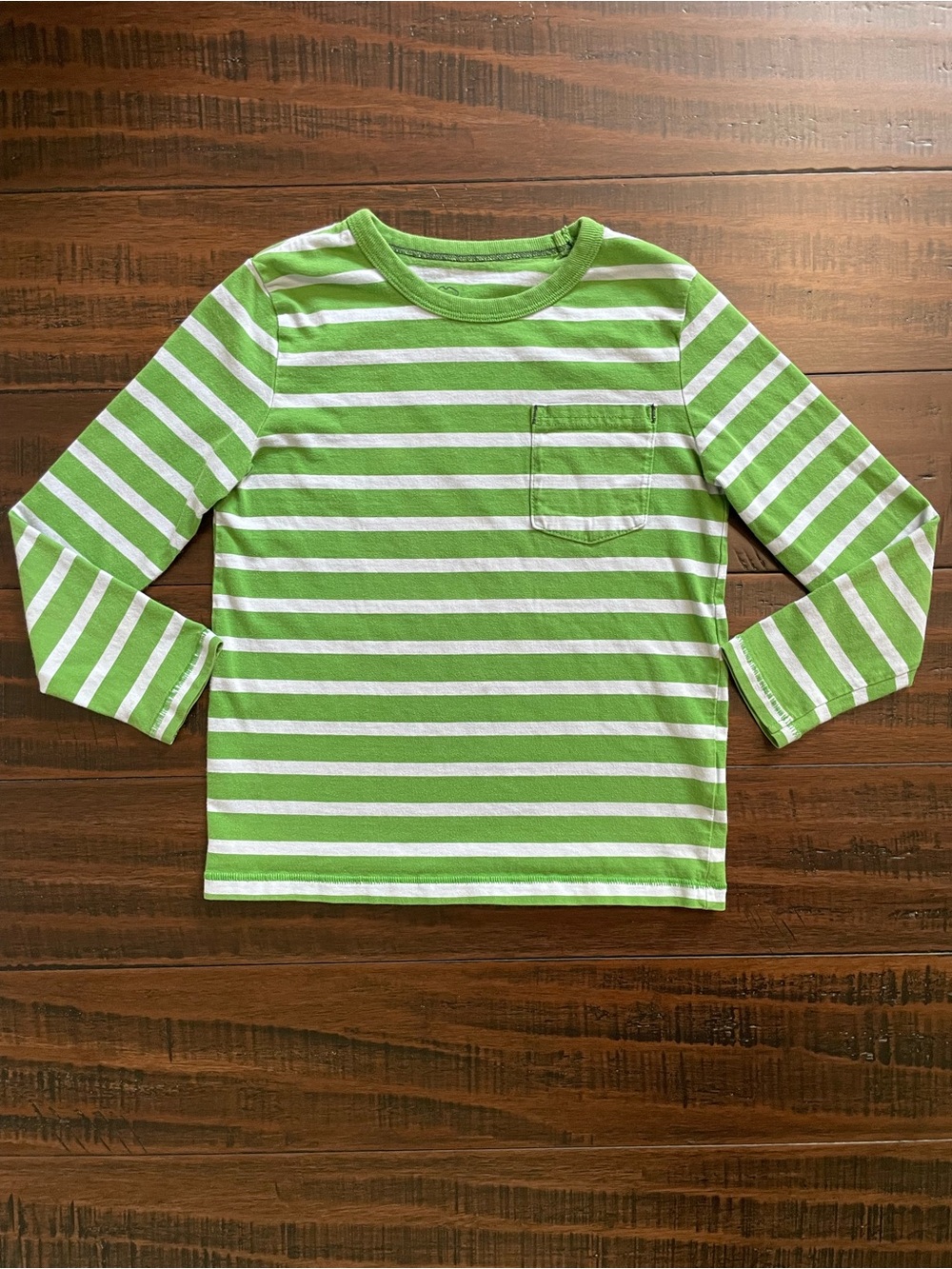 Mini Boden Green Stripe Long Sleeve T-Shirt